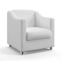 Poltrona Decorativa Estofada Alya Couro Branco Aradecor