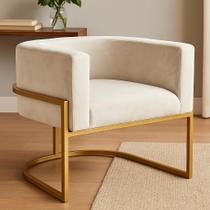 Poltrona Decorativa Estofada com Base Dourada Design Moderno e Conforto Prolongado