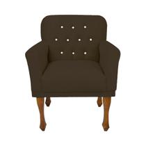 Poltrona Decorativa Estofada Com Botões De Strass Anitta Suede Marrom DL Decor