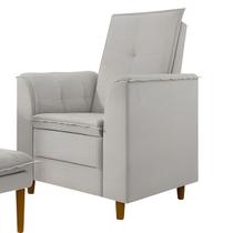 Poltrona Decorativa Estofada Confortável Sala Miley Linho