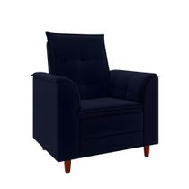 Poltrona Decorativa Estofada Confortável Sala Miley Suede Azul Marinho Poltrona Decorativa Estofada Confortável Sala Miley Suede Azul Marinho