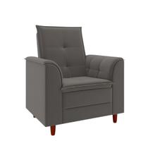 Poltrona Decorativa Estofada Confortável Sala Miley Suede Cor:Cinza