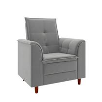 Poltrona Decorativa Estofada Confortável Sala Miley Veludo Cinza Poltrona Decorativa Estofada Confortável Sala Miley Veludo Cinza