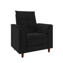 Poltrona Decorativa Estofada Confortável Sala Miley Veludo Cor:Preto Poltrona Decorativa Estofada Confortável Sala Miley Veludo Cor:Preto