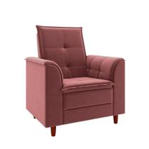 Poltrona Decorativa Estofada Confortável Sala Miley Veludo Rosê Poltrona Decorativa Estofada Confortável Sala Miley Veludo Rosê