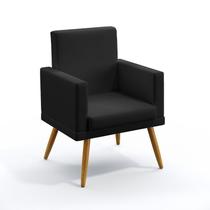 Poltrona Decorativa Estofada Nina Com Rodapé Sued Preto Aradecor