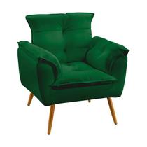 Poltrona Decorativa Estofada Opala Sued Verde Aradecor