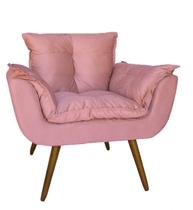 Poltrona Decorativa Estofada Para Consultório Opala Suede Rosa - DL Decor