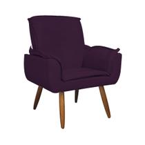 Poltrona Decorativa Estofada Para Hall de Entrada Emília Plus Suede Roxo - DL Decor