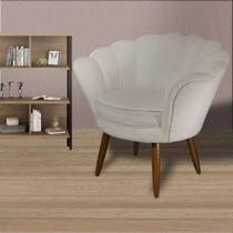 Poltrona Decorativa Estofada Para Quarto Closet Pétala Suede Bege - LM DECOR
