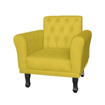 Poltrona Decorativa Estofada Para Sala de Estar Classic Suede Amarelo - DL Decor