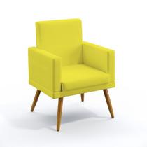 Poltrona Decorativa Estofada Para Sala De Estar Nina Com Rodapé Sued Amarelo Aradecor