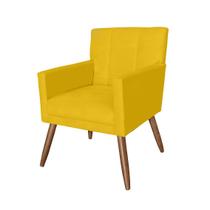 Poltrona Decorativa Estofada Para Sala de Estar Onix Suede Amarelo - LM DECOR