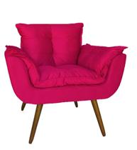 Poltrona Decorativa Estofada Para Sala de Estar Opala Suede Rosa Pink - DL Decor