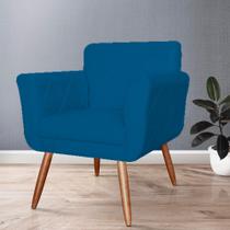 Poltrona Decorativa Estofada Para Sala de Visitas Isabella Suede Azul Royal - LM DECOR