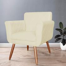 Poltrona Decorativa Estofada Para Sala de Visitas Isabella Suede Marfim - LM DECOR