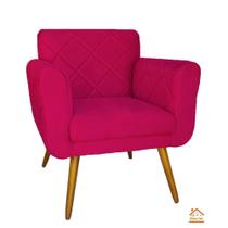 Poltrona Decorativa Estofada Para Sala de Visitas Isabella Suede Pink - DL DECOR