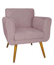 Poltrona Decorativa Estofada Para Sala de Visitas Isabella Suede Rosê - LM DECOR