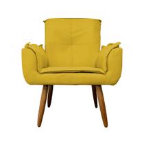 Poltrona Decorativa Estofada Para Salão de Beleza Emília Plus Suede Mostarda - LM DECOR