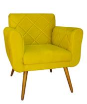 Poltrona Decorativa Estofada Para Salão de Beleza Isabella Corano Amarelo - DL DECOR