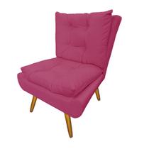 Poltrona Decorativa Estofada Para Salão de Beleza Karen Suede Rosa Pink - DL Decor