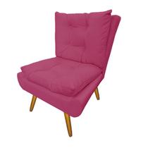 Poltrona Decorativa Estofada Para Salão de Beleza Karen Suede Rosa Pink - LM DECOR