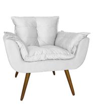 Poltrona Decorativa Estofada Para Salão de Beleza Opala Corano Branco - DL Decor