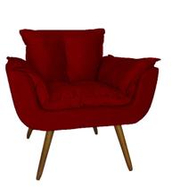 Poltrona Decorativa Estofada Para Salão de Beleza Opala Suede Vermelho - LM DECOR