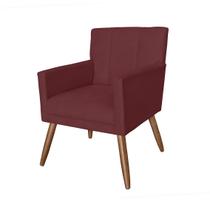 Poltrona Decorativa Estofada Pés Palito Para Escritório Onix Suede Vermelho Bordo - DL Decor