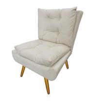 Poltrona Decorativa Estofada Pés Palito Sala de Espera Karen Suede Bege - LM DECOR Poltrona Decorativa Estofada Pés Palito Sala de Espera Karen Suede Bege - LM DECOR