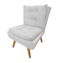 Poltrona Decorativa Estofada Recepção Consultório Clínica Karen Suede Branco - DL Decor