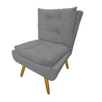 Poltrona Decorativa Estofada Recepção Consultório Clínica Karen Suede Cinza - LM DECOR Poltrona Decorativa Estofada Recepção Consultório Clínica Karen Suede Cinza - LM DECOR
