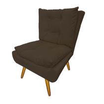 Poltrona Decorativa Estofada Recepção Consultório Clínica Karen Suede Marrom - LM DECOR