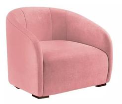 Poltrona Decorativa Estofada Recepção Julia Suede Rosa - LM DECOR