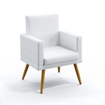 Poltrona Decorativa Estofada Vega Com Roda Pé Para Sala de Estar Couro Artificial Branco Aradecor Poltrona Decorativa Estofada Vega Com Roda Pé Para Sala de Estar Couro Artificial Branco Aradecor