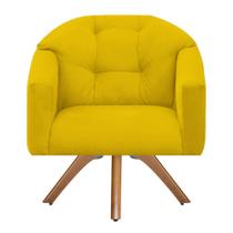 Poltrona Decorativa Estrela Premium Base Giratória Suede Amarelo - MeularDecor