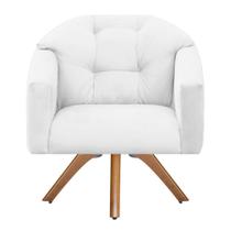 Poltrona Decorativa Estrela Premium Base Giratória Suede Branco - Casa & Estofados