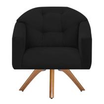 Poltrona Decorativa Estrela Premium Base Giratória Suede Preto - MeularDecor