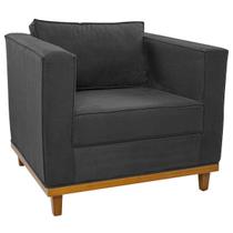 Poltrona Decorativa Europa Linho Chumbo Amarena Móveis