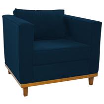 Poltrona Decorativa Europa Suede Azul Marinho ADJ Decor