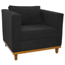 Poltrona Decorativa Europa Suede Preto Doce Sonho Móveis