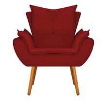 Poltrona Decorativa Fenzzi Pés Palito Mel Sala de Espera Recepção Suede Vermelho - KDAcanto Móveis