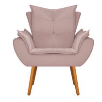 Poltrona Decorativa Fenzzi Pés Palito Mel Suede Rosê - KDAcanto Móveis