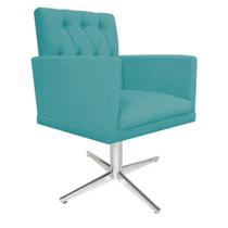 Poltrona Decorativa Fernanda Base Giratória de Metal Sala de Estar Quarto Suede Azul Turquesa