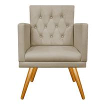 Poltrona Decorativa Fernanda Pés Palito Mel Sala de Espera Recepção Corano Bege