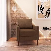 Poltrona Decorativa Fideris 1 Lugar Estrutura e Pés em Eucalipto Tecido Linho 70cm Marrom