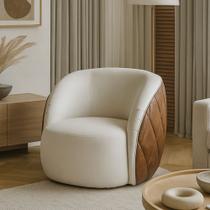 Poltrona Decorativa Fixa 87cm Hermon material sintético Caramelo Boucle Suave Off White - Sallar Home Poltrona Decorativa Fixa 87cm Hermon material sintético Caramelo Boucle Suave Off White - Sallar Home