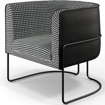 Poltrona Decorativa Fixa Base Aço Preto Betina D02 Pied Poule Corano Preto - Lyam Decor Poltrona Decorativa Fixa Base Aço Preto Betina D02 Pied Poule Corano Preto - Lyam Decor