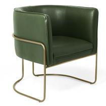 Poltrona Decorativa Fixa Base de Aço Ouro Fosco Betina D02 Corano Verde Musgo C-120 - Lyam Decor