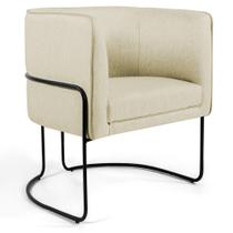 Poltrona Decorativa Fixa Base de Aço Preto Betina D02 Linho Bege C-129 - Lyam Decor Poltrona Decorativa Fixa Base de Aço Preto Betina D02 Linho Bege C-129 - Lyam Decor